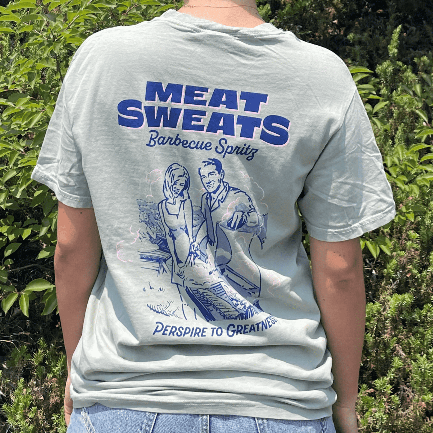 Meat Sweats BBQ Spritz Summer Logo Short Sleeve Comfort Colors Pocket  T-Shirt- Butter