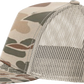 Side of Richardson 112 PFP camo hat with light tan mesh back