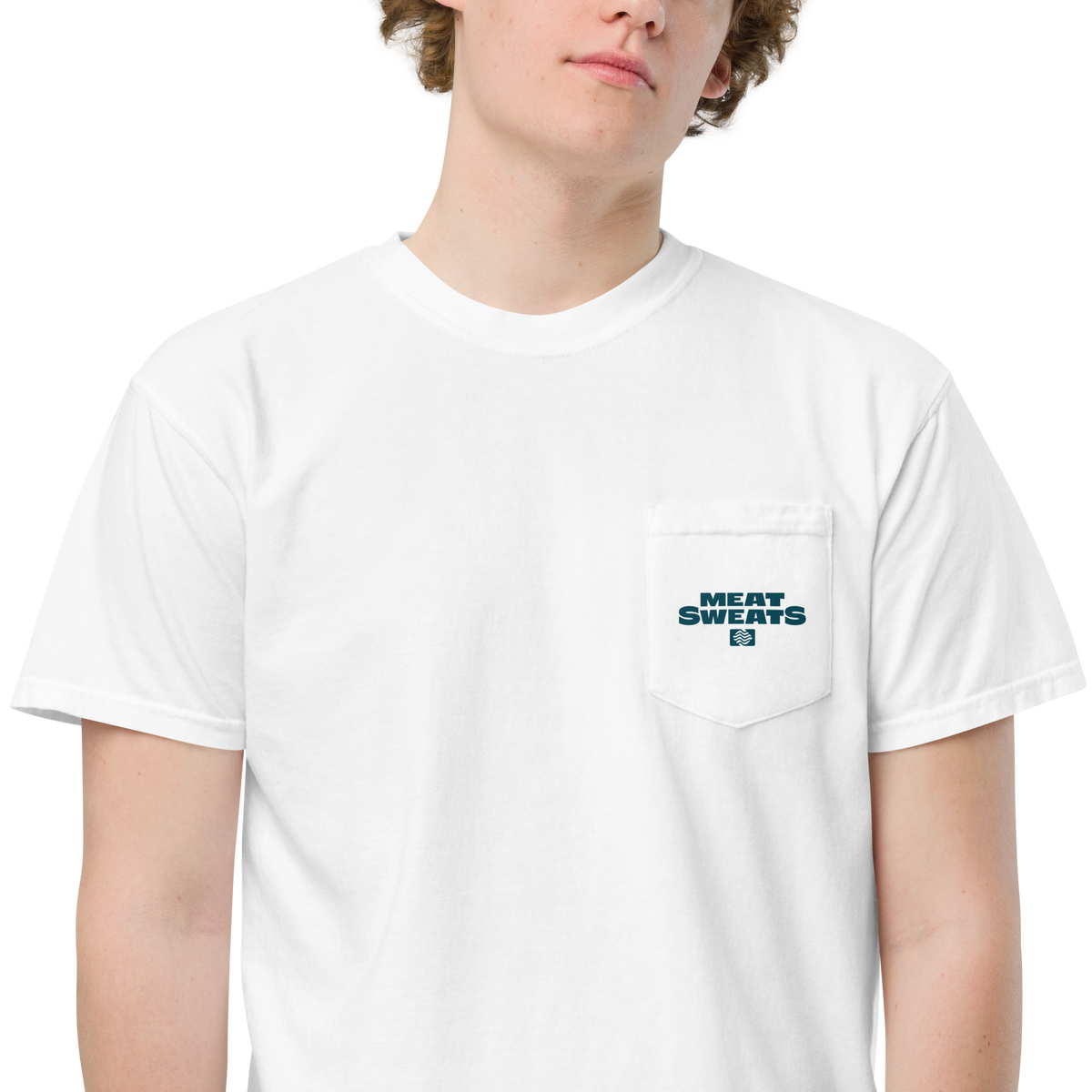 Bird Bath Unisex garment-dyed pocket t-shirt - White Design Close-up