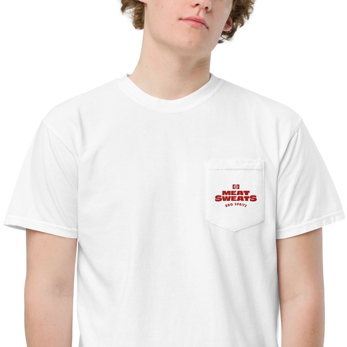 Chain Smoker Unisex garment-dyed pocket t-shirt - White Design Close-up