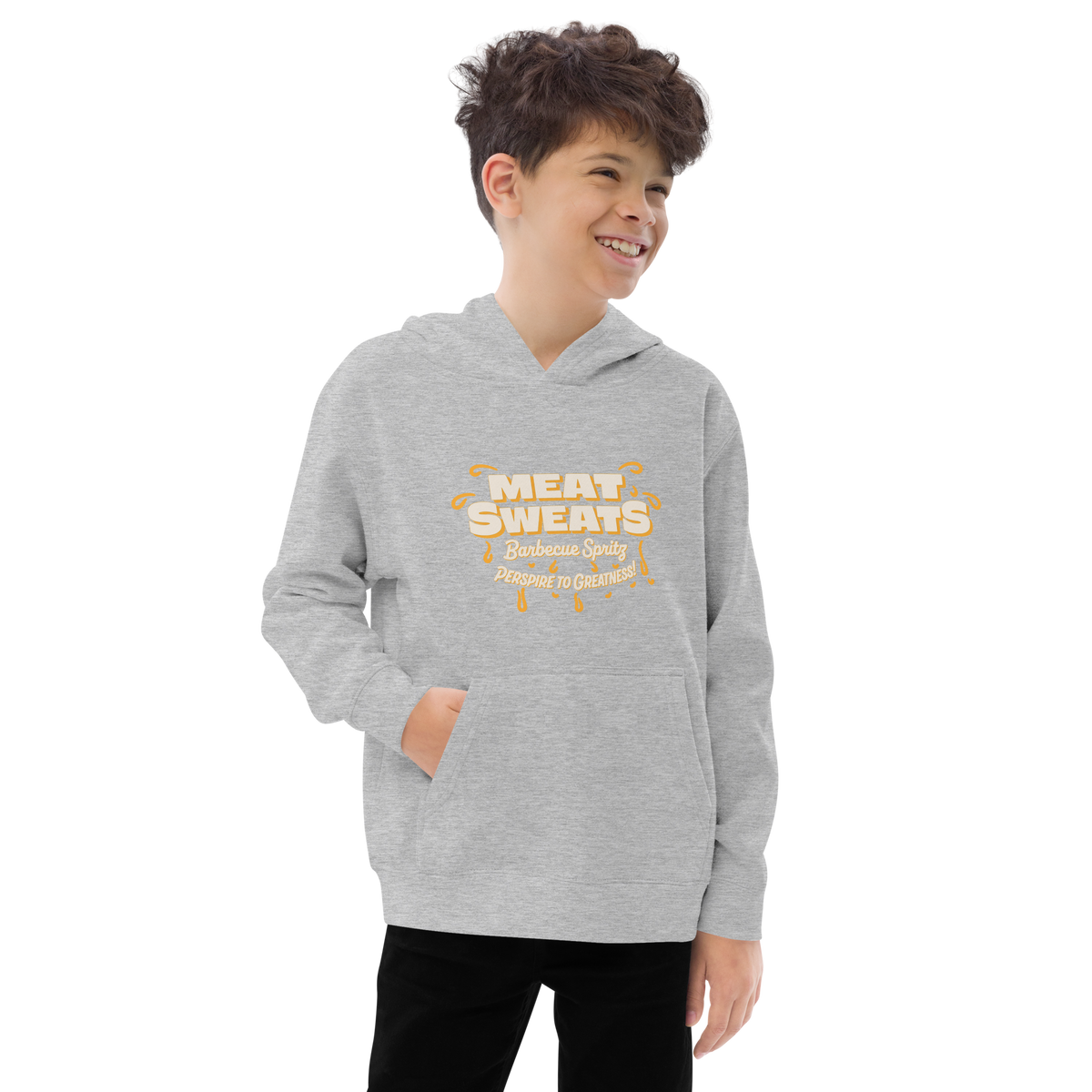 Meat Sweats Kids Fleece Hoodie - Athletic Heather Front