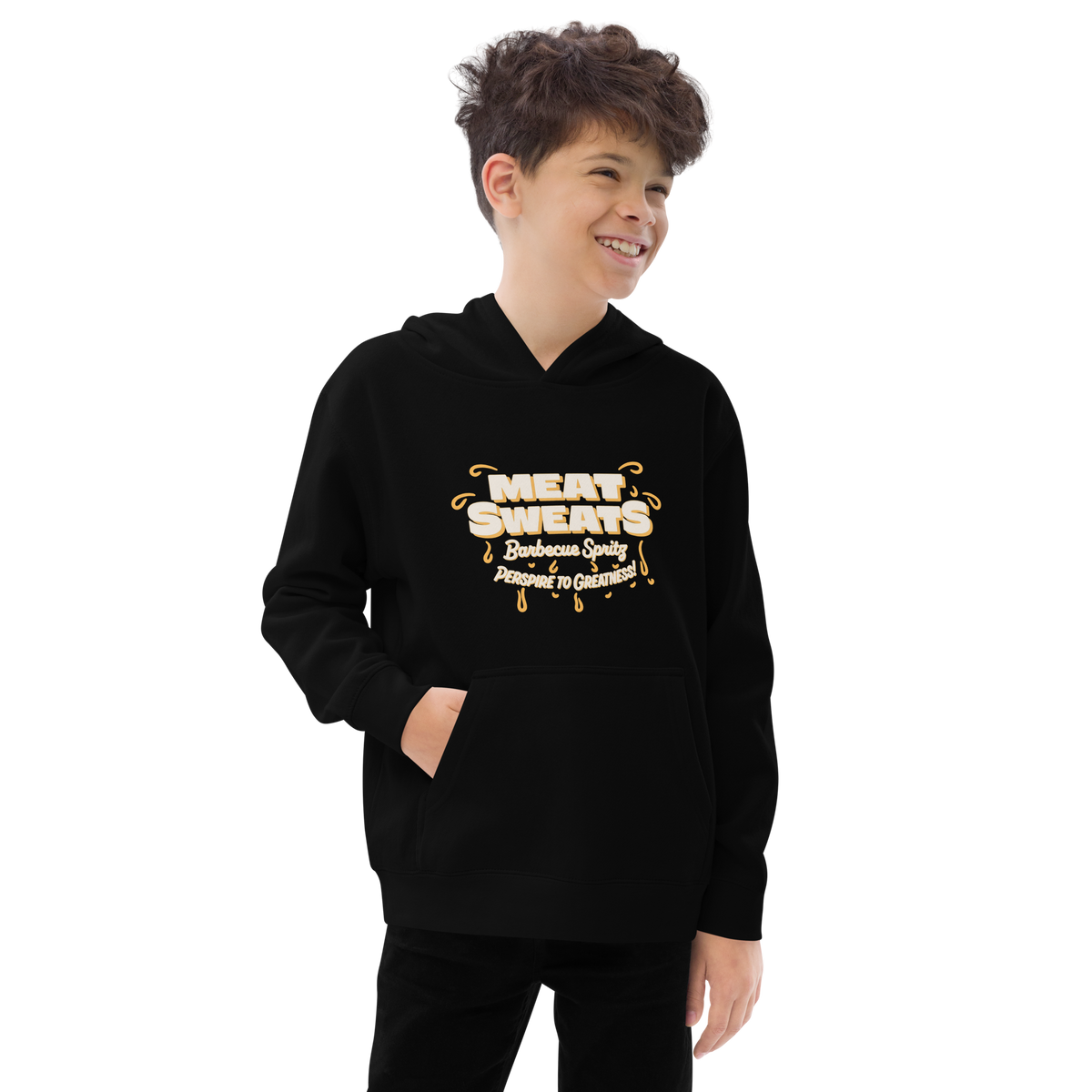 Meat Sweats Kids Fleece Hoodie - Black Front