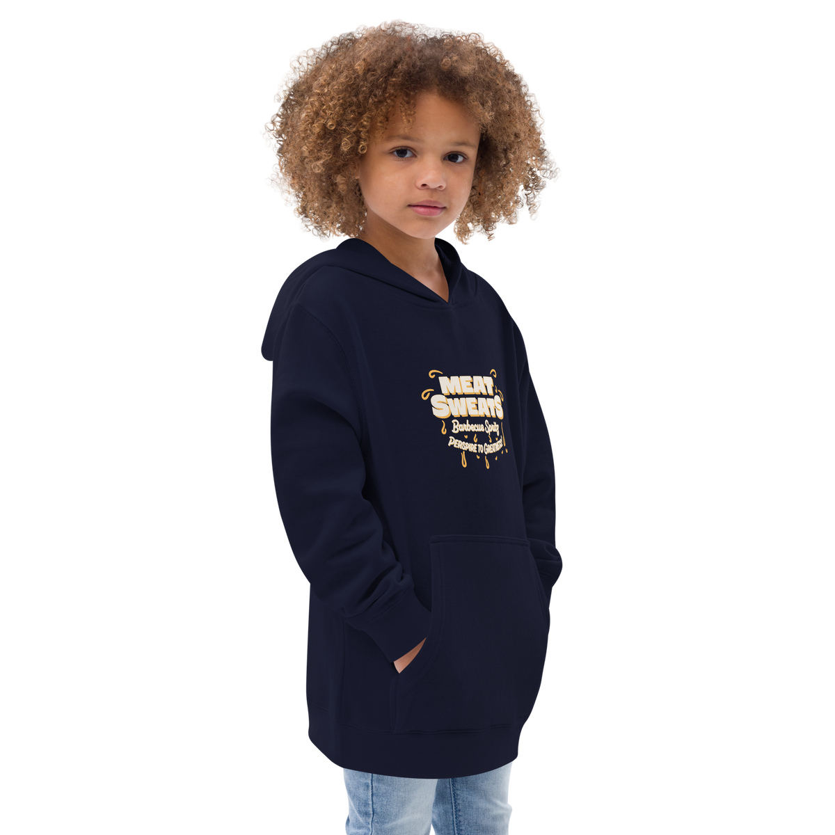 Meat Sweats Kids Fleece Hoodie - Navy Blazer Back