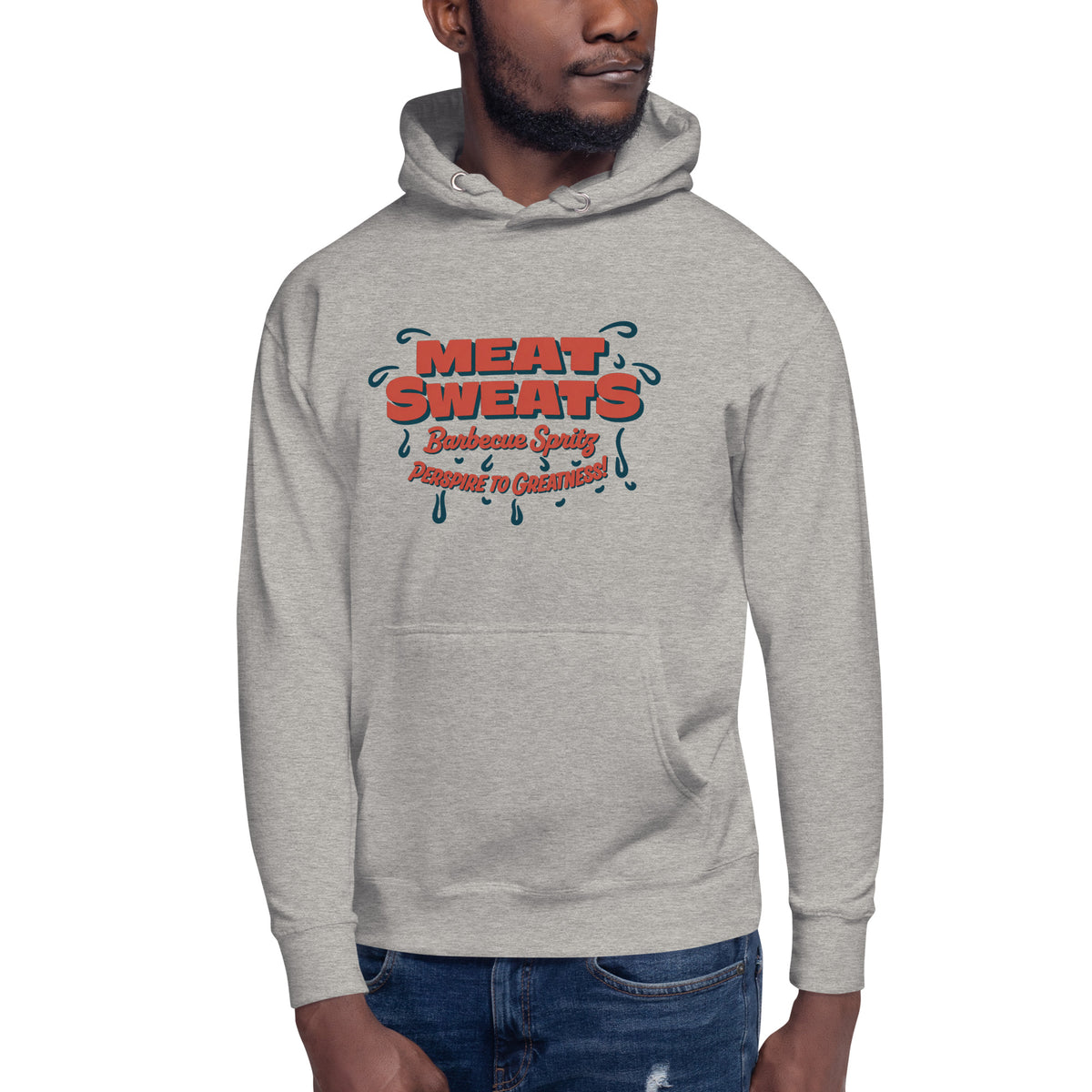 Meat Sweatshirt Unisex Hoodie - Carbon Grey Front (Male Model)