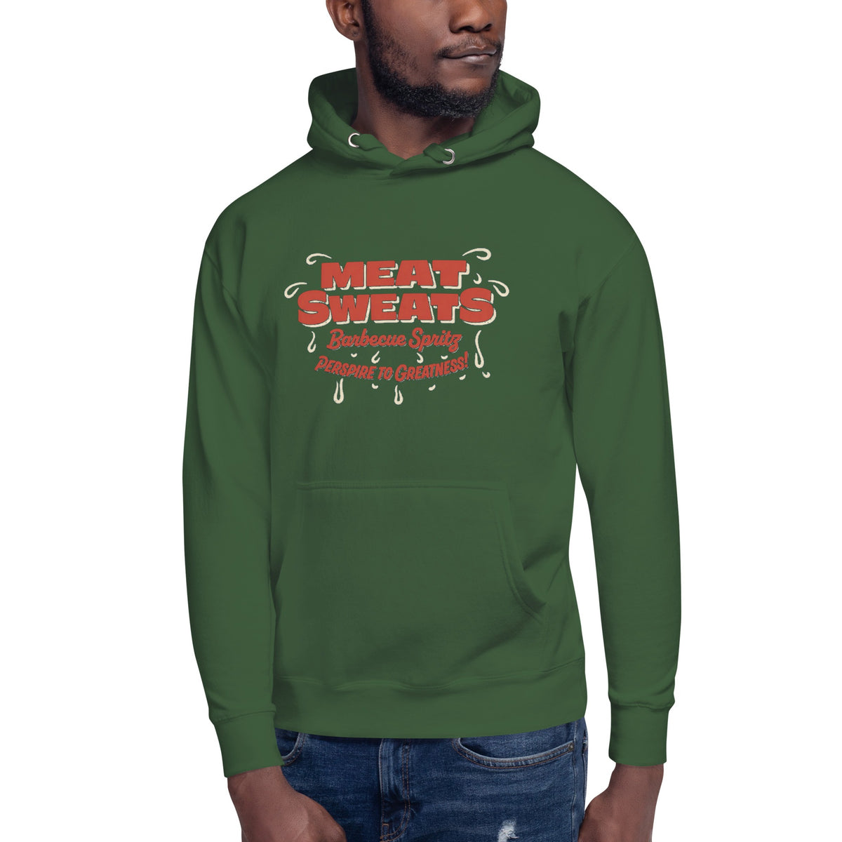 Meat Sweatshirt Unisex Hoodie - Forest Green Front (Male Model)