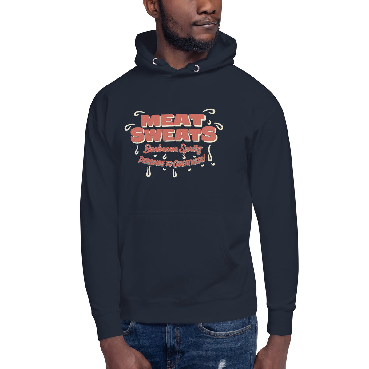 Meat Sweatshirt Unisex Hoodie - Navy Blazer Front (Male Model)