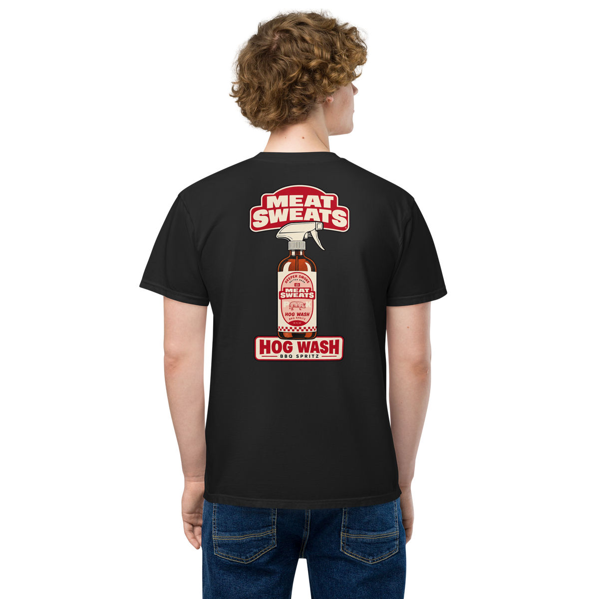 Hog Wash Unisex garment-dyed pocket t-shirt - Black Back