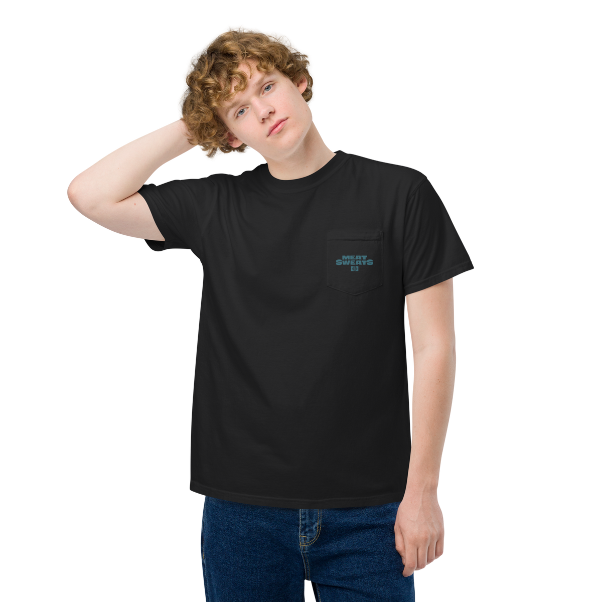 Bull Spritz Unisex garment-dyed pocket t-shirt - Black Front