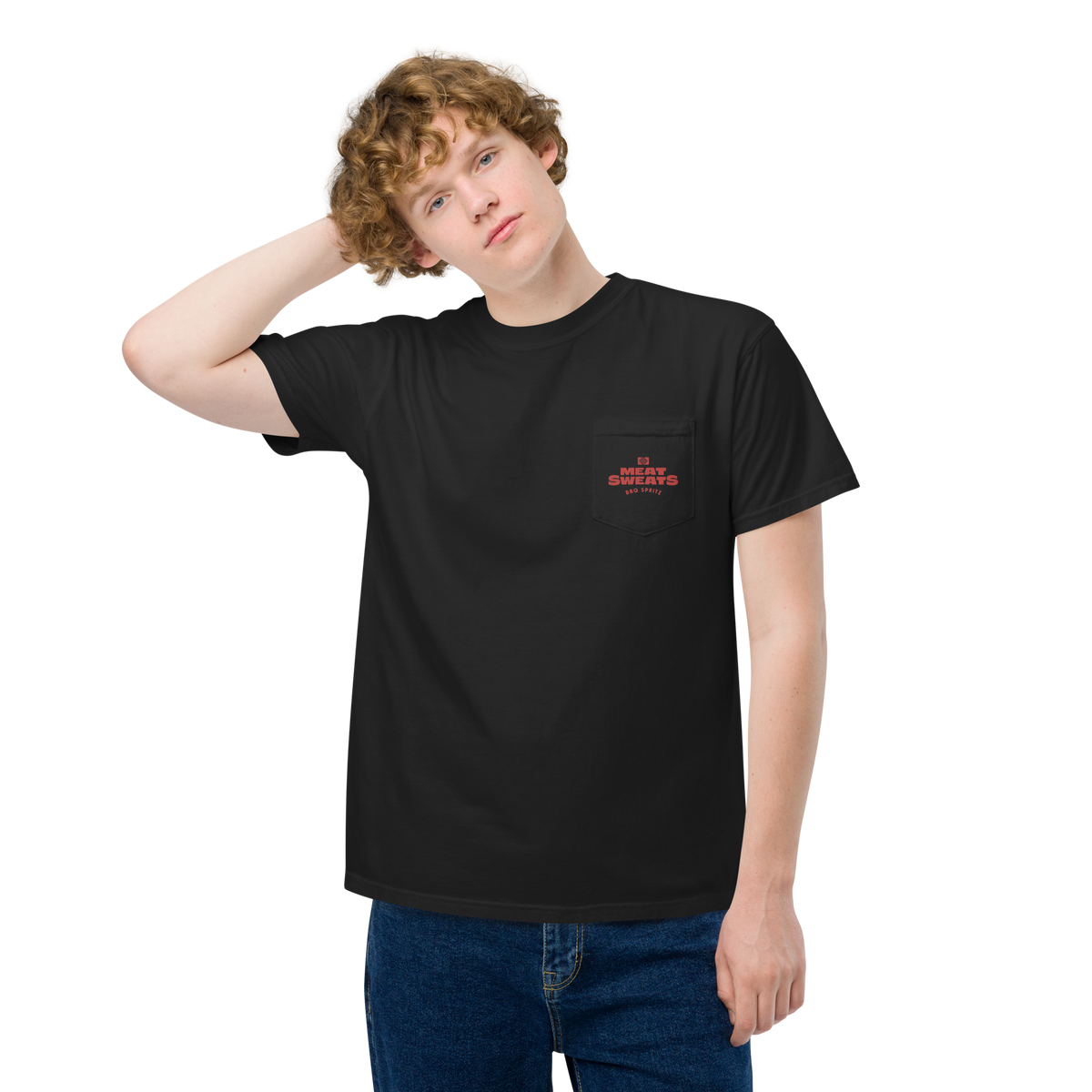 Chain Smoker Unisex garment-dyed pocket t-shirt - Black Front