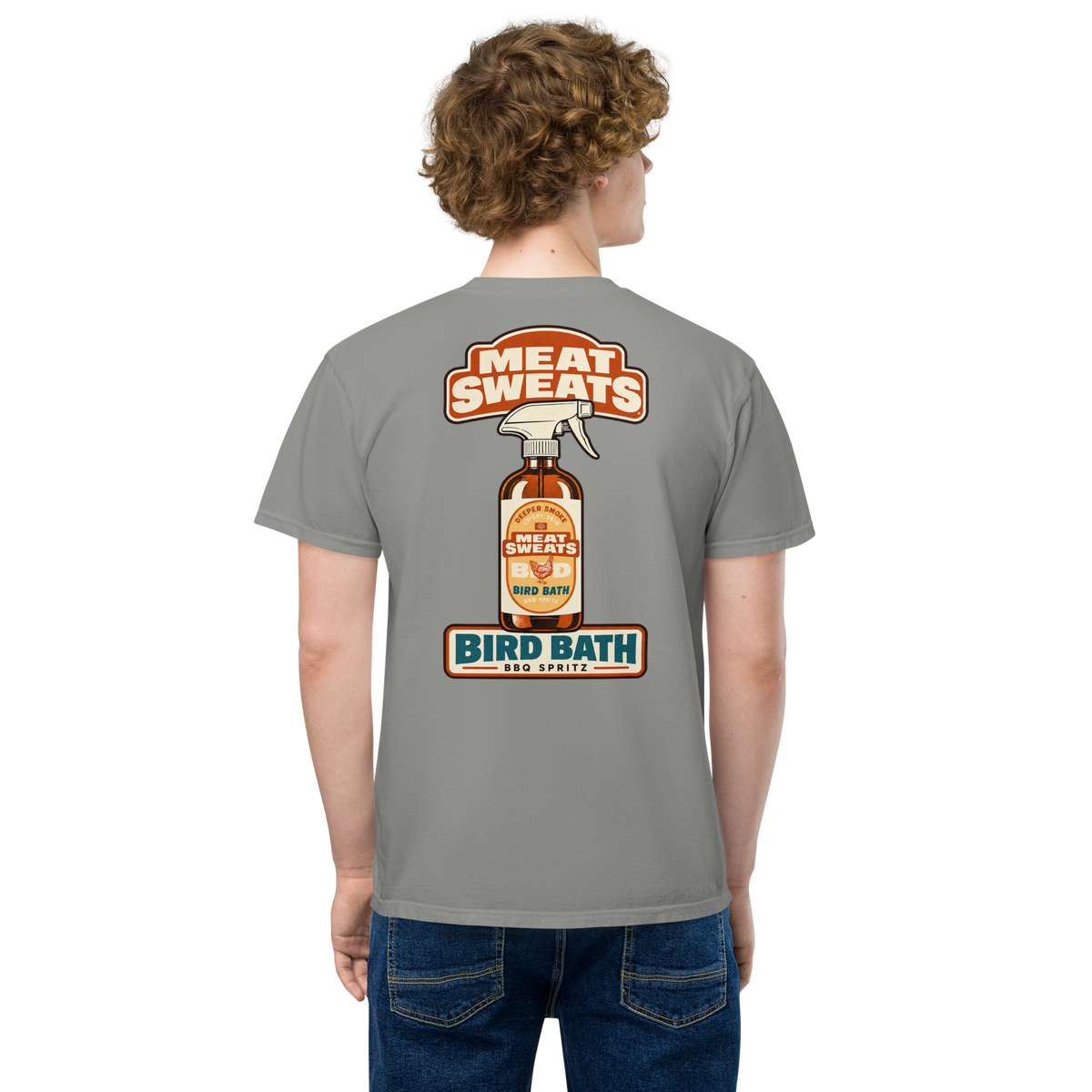 Bird Bath Unisex garment-dyed pocket t-shirt - Grey Back