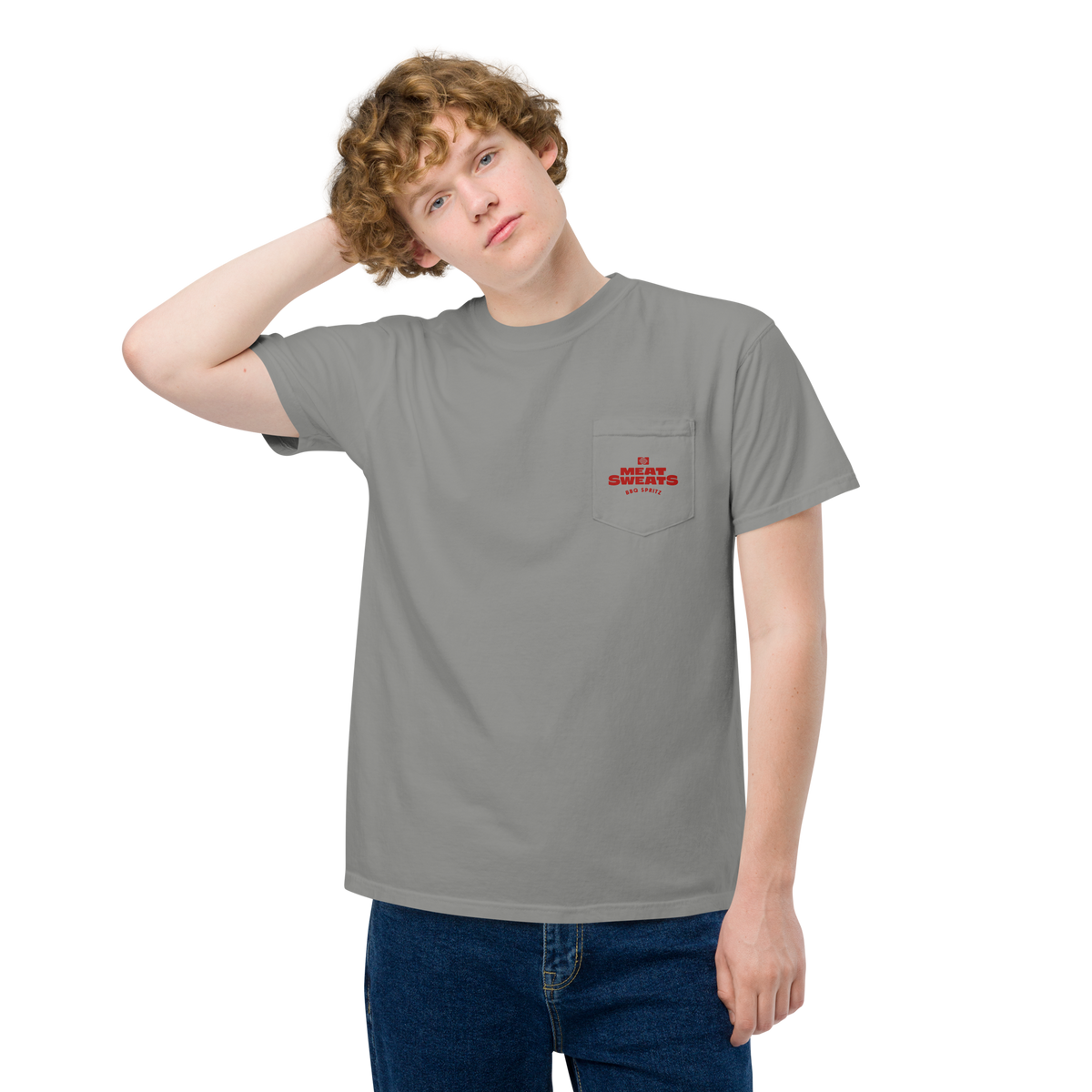 Chain Smoker Unisex garment-dyed pocket t-shirt - Grey Front