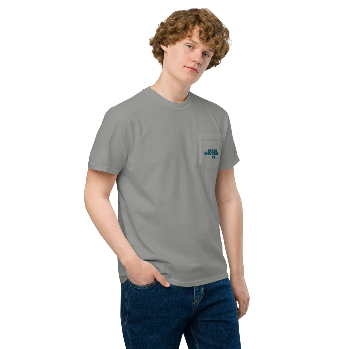 Hog Wash Unisex garment-dyed pocket t-shirt - Grey Front