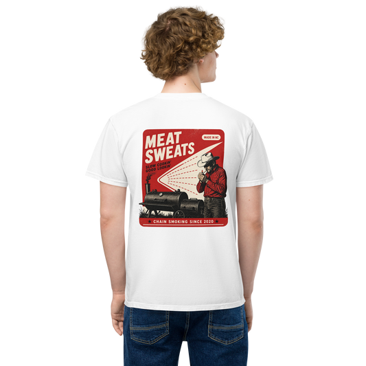 Chain Smoker Unisex garment-dyed pocket t-shirt - White Back