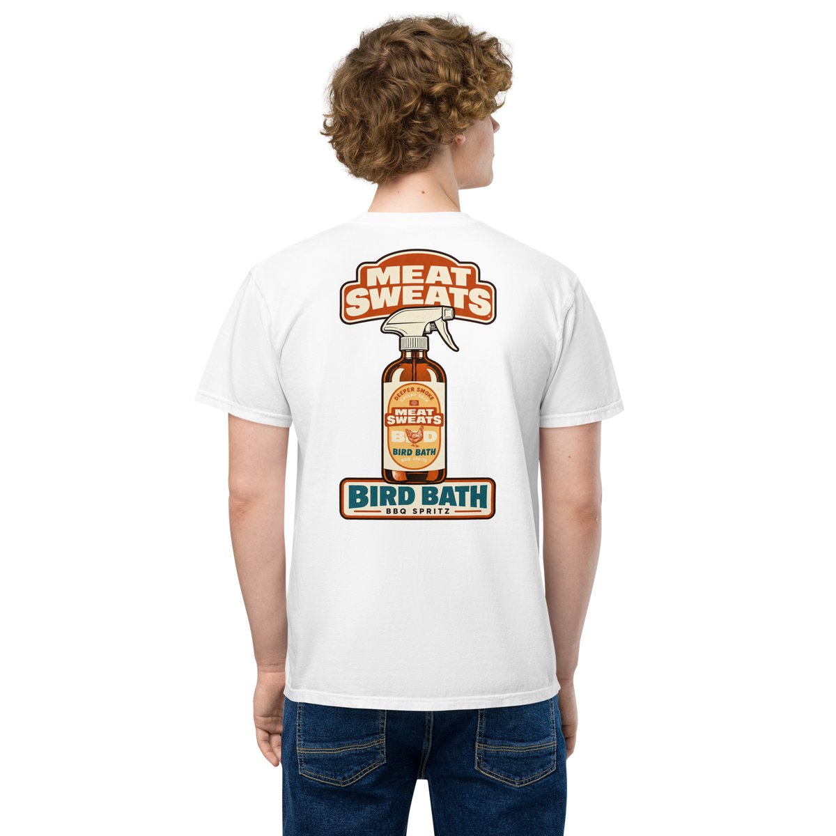 Bird Bath Unisex garment-dyed pocket t-shirt - White Back