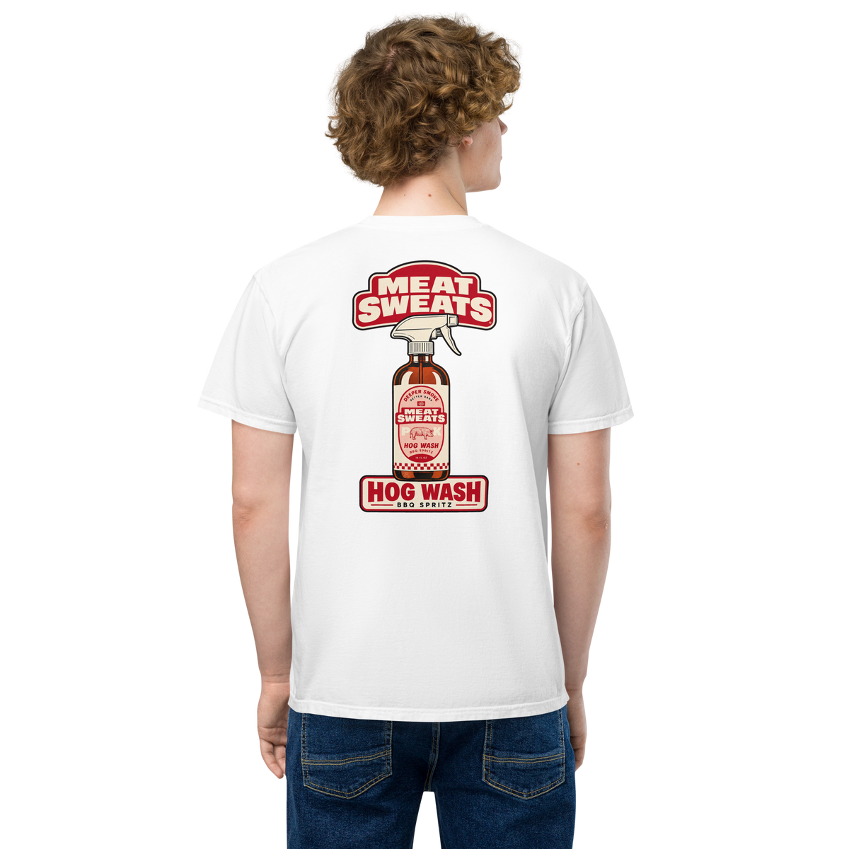 Hog Wash Unisex garment-dyed pocket t-shirt - White Back