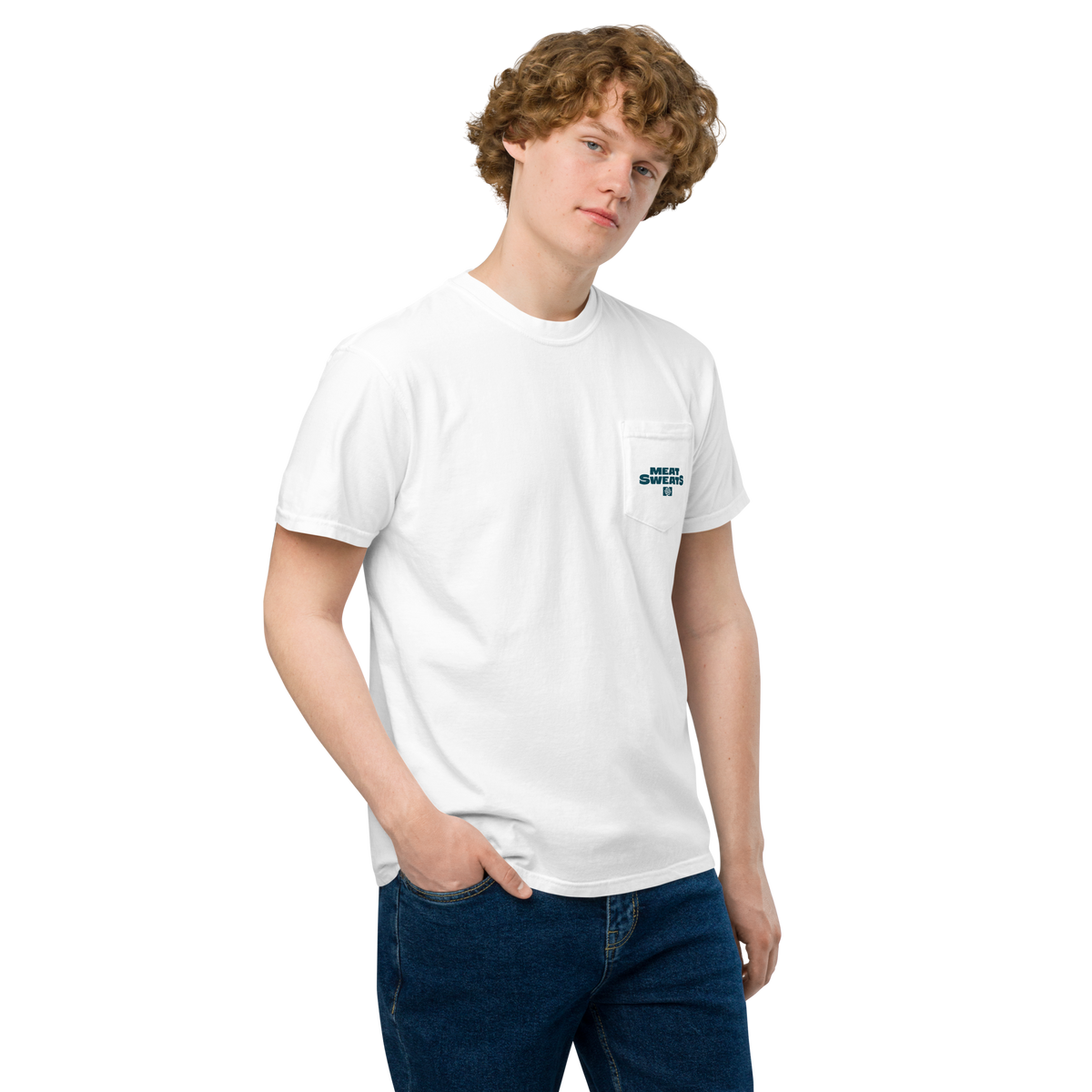 Hog Wash Unisex garment-dyed pocket t-shirt - White Front
